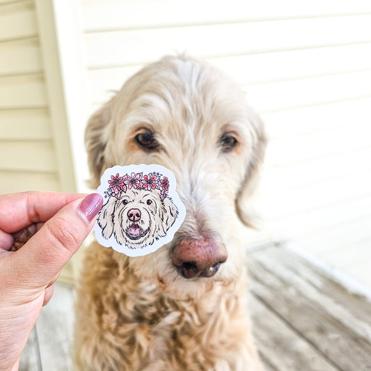 Flower crown crayon face portrait