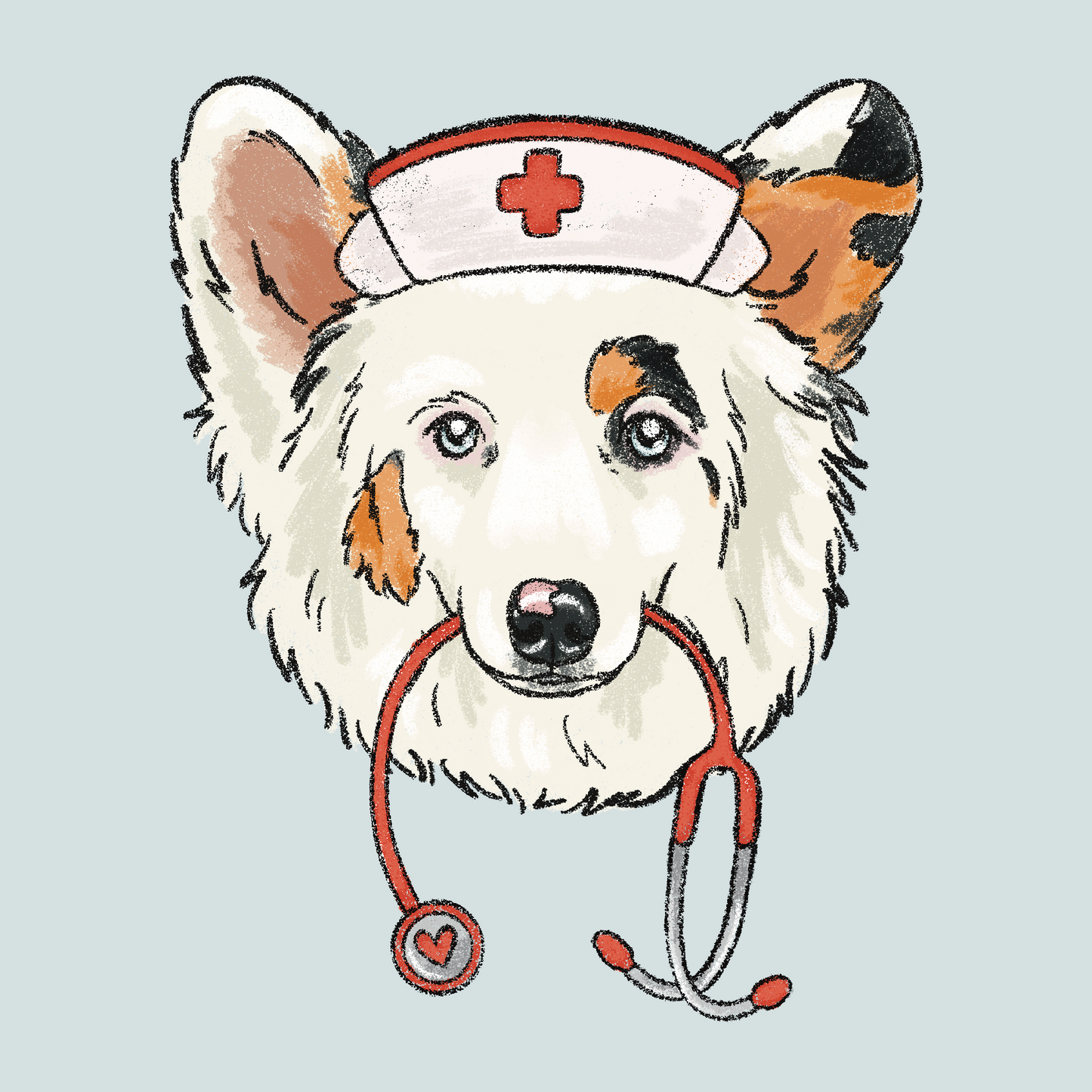 Nurse Costume Crayon Face Portrait