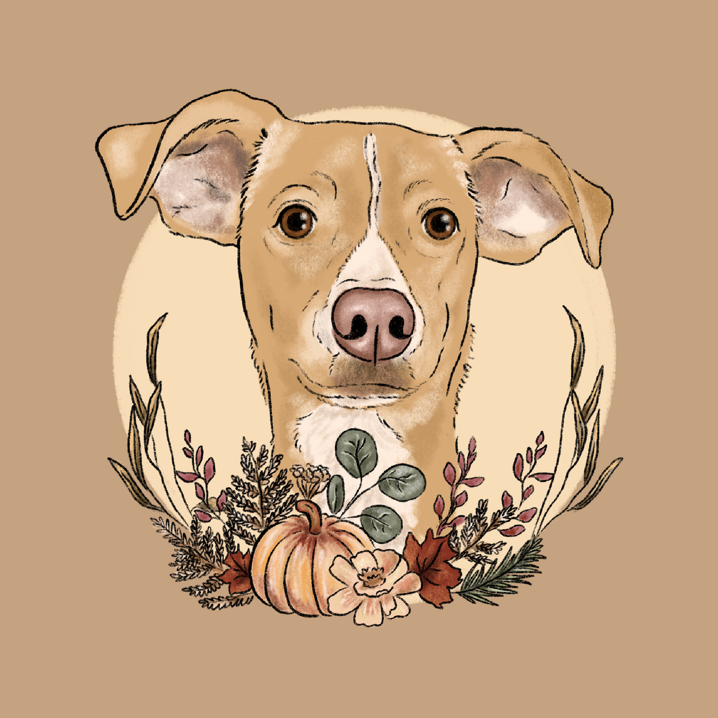 Autumn Wreath Cartoon Face