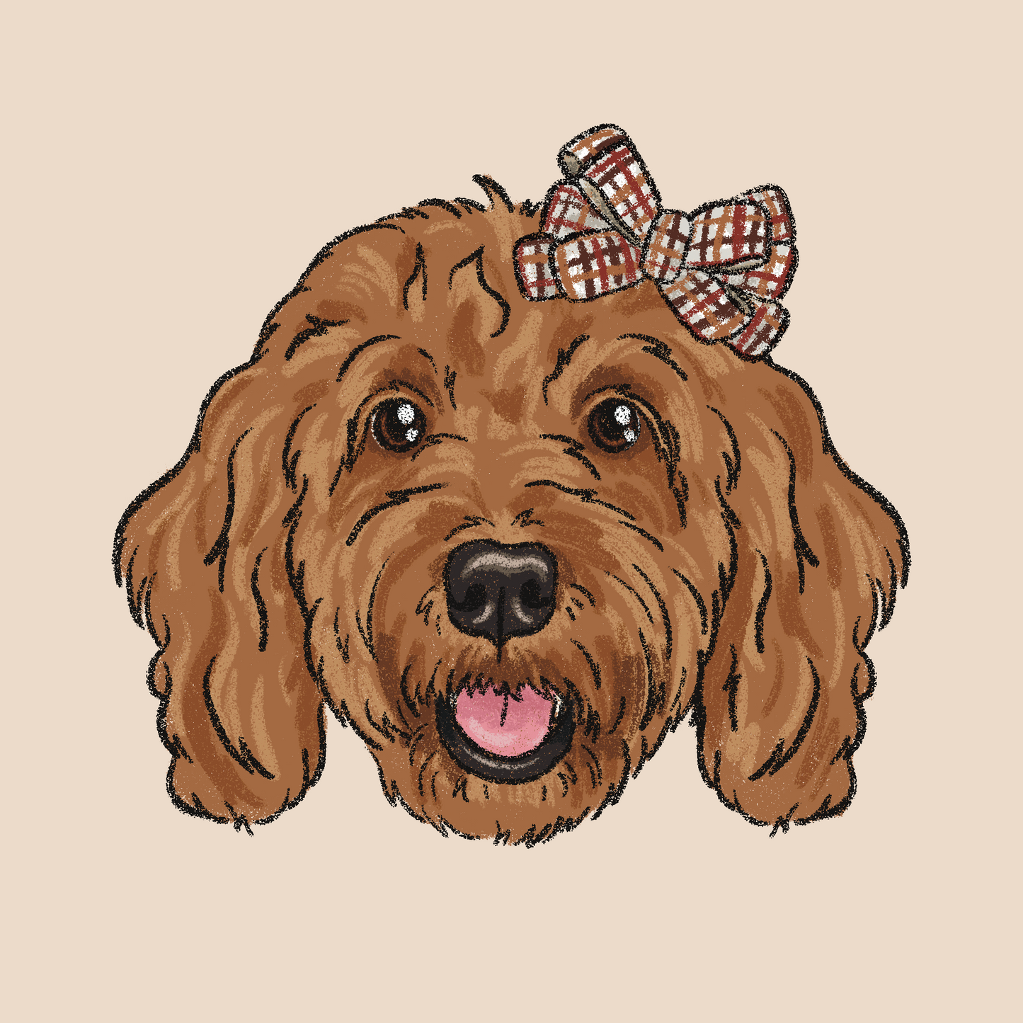 Plaid Bow Crayon Face Portrait