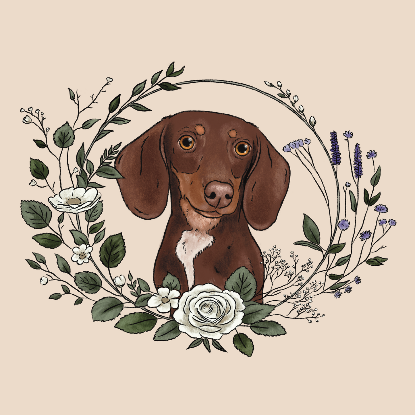 Natural Floral Wreath Cartoon