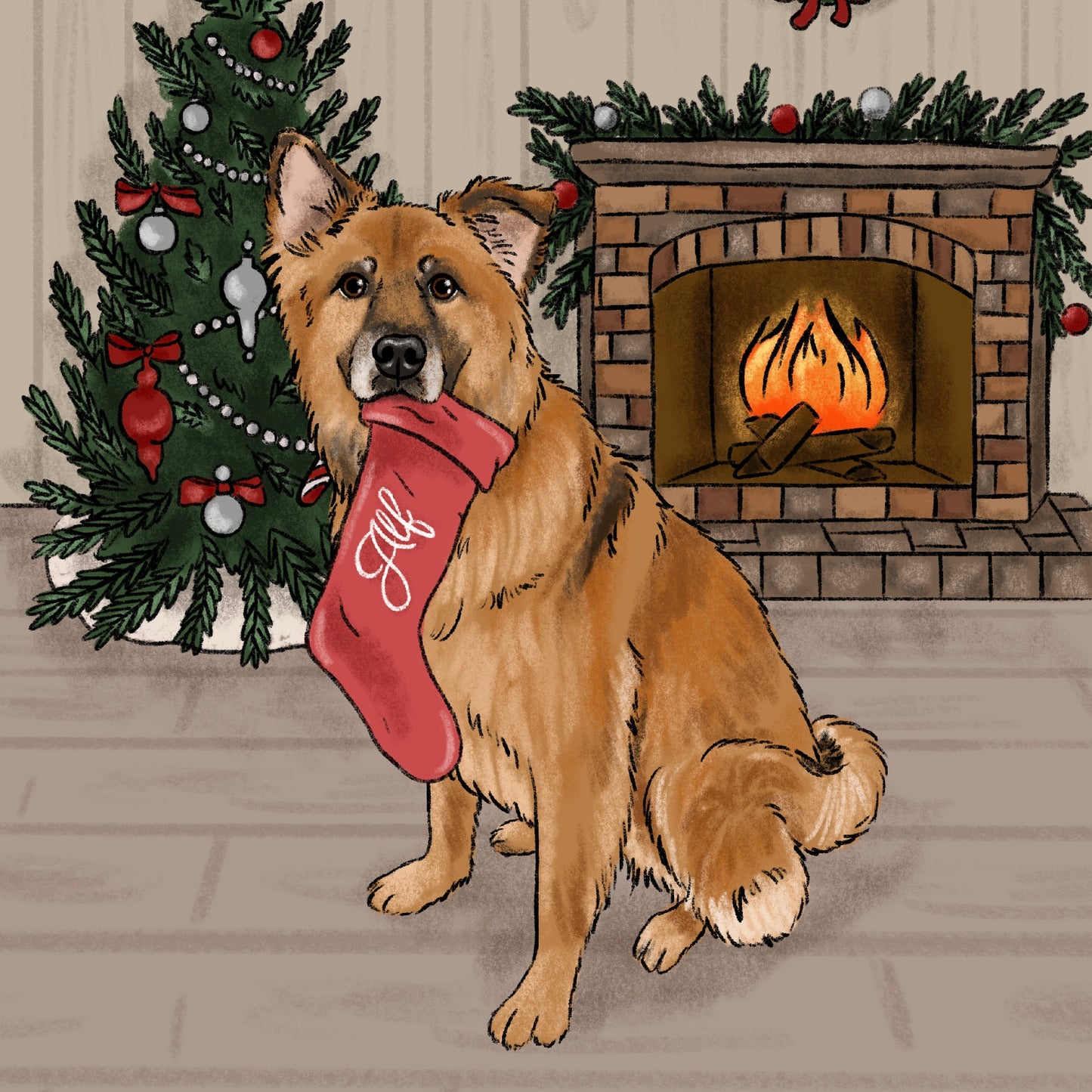 Pet Holding Stocking Cartoon