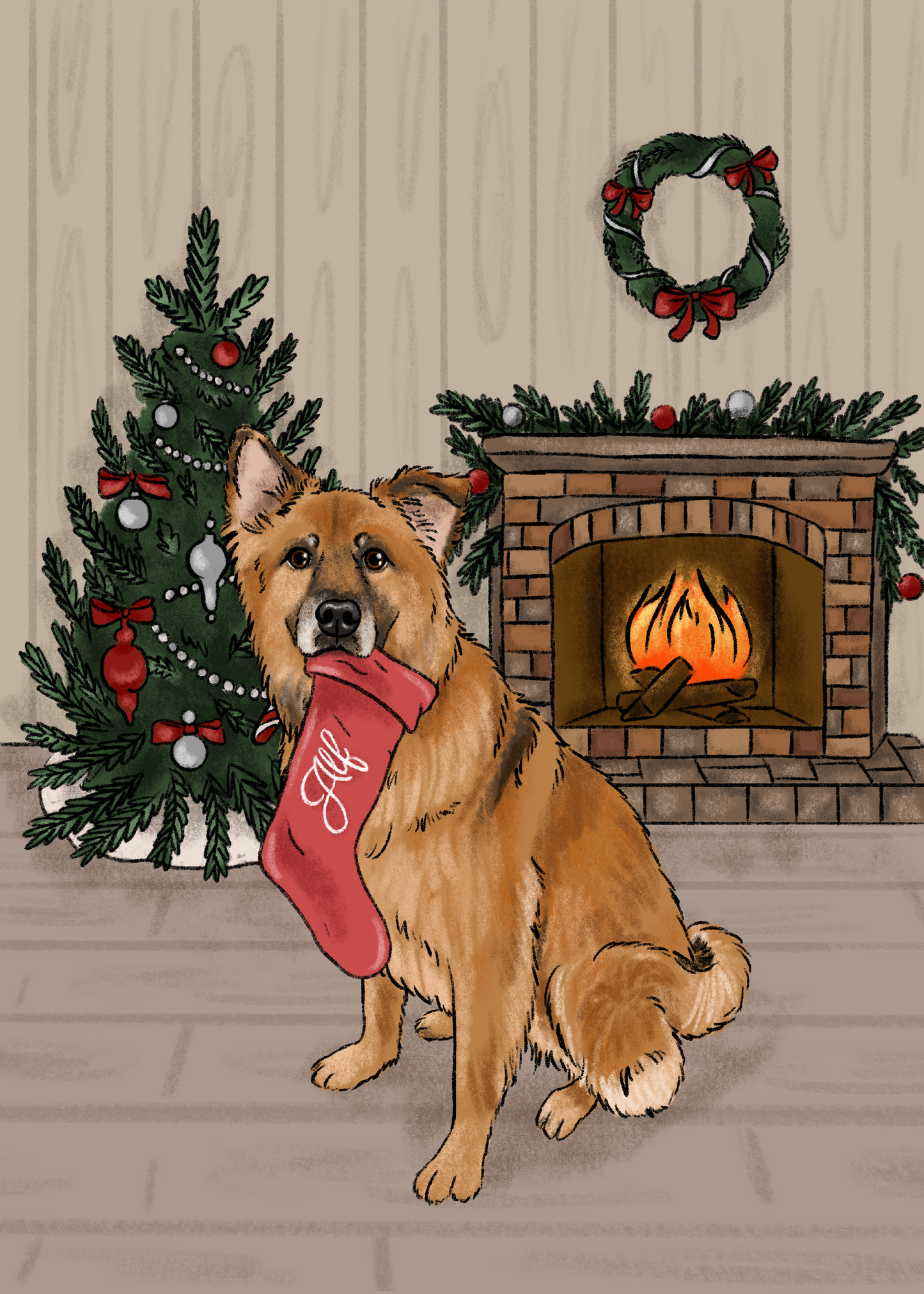 Pet Holding Stocking Cartoon