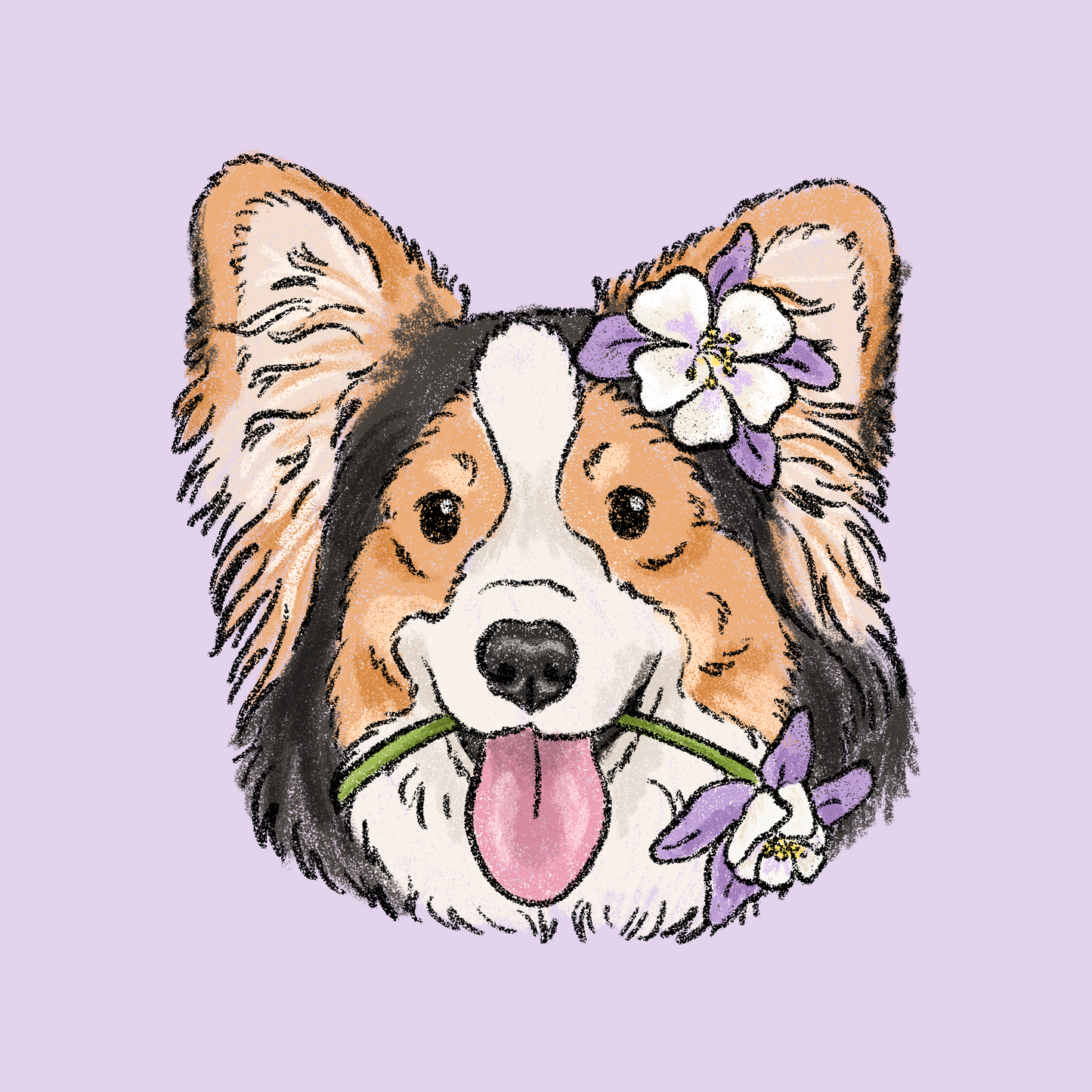 Floral Crayon Face Portrait