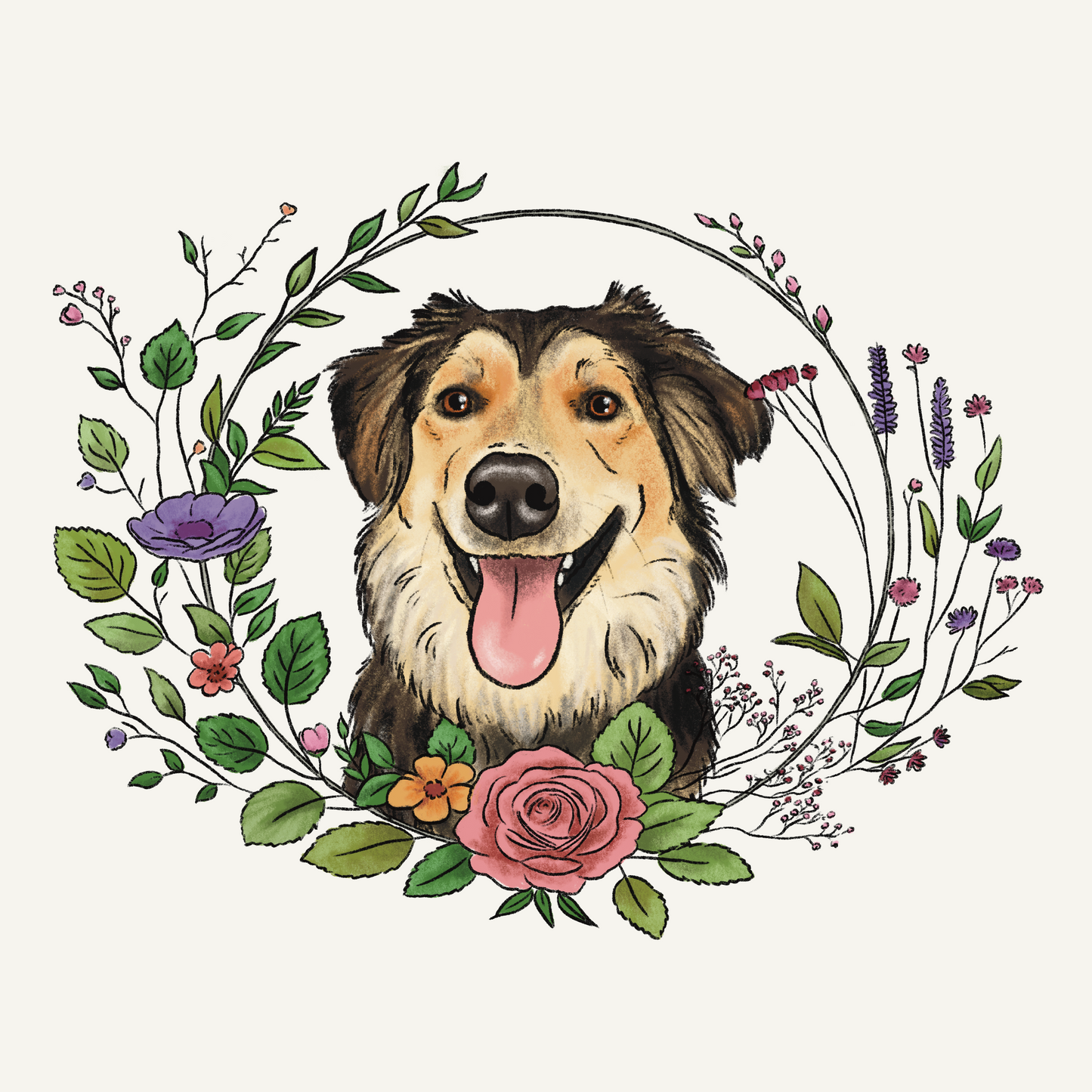Spring Floral Wreath Cartoon