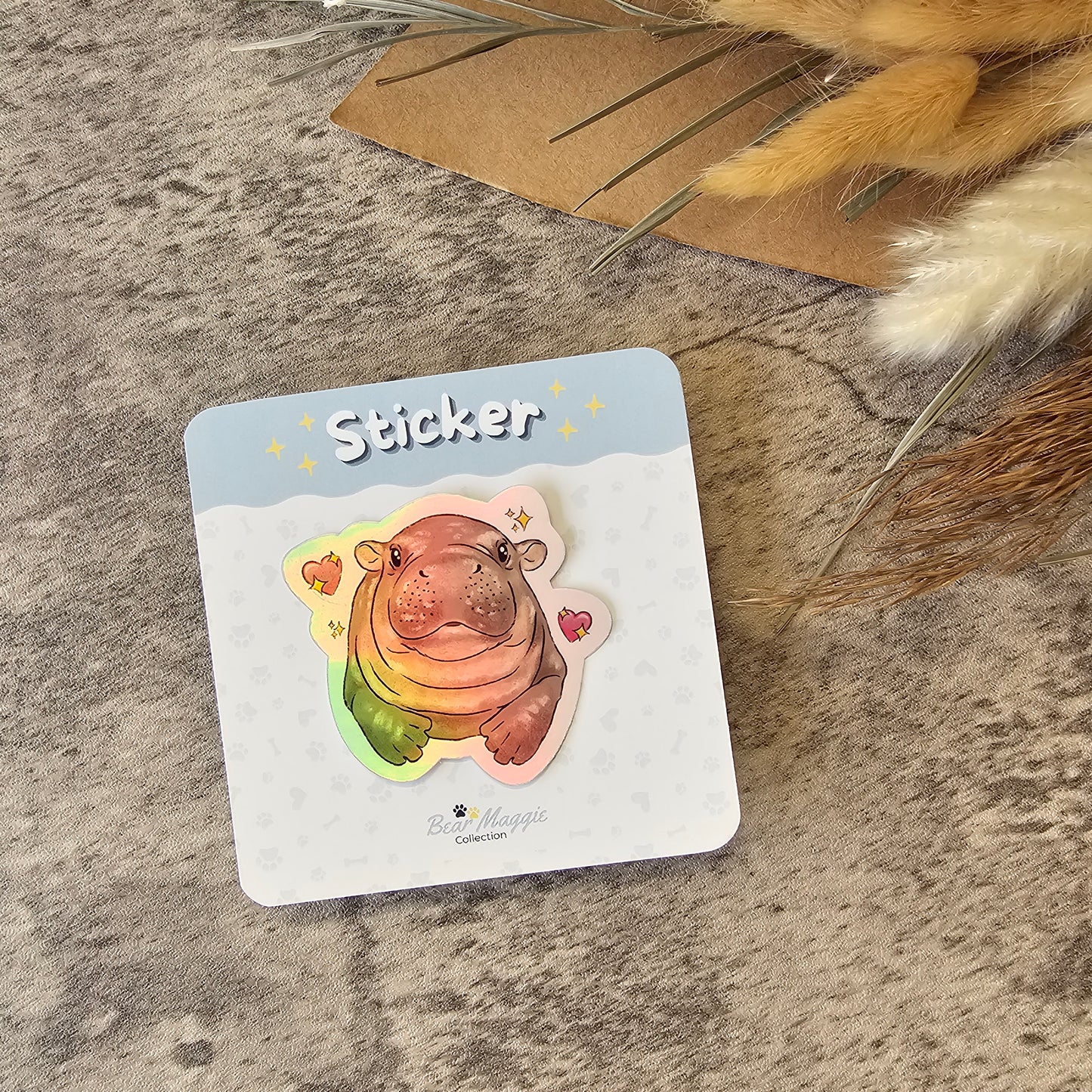 Moo Deng Hippo - Holographic Sticker