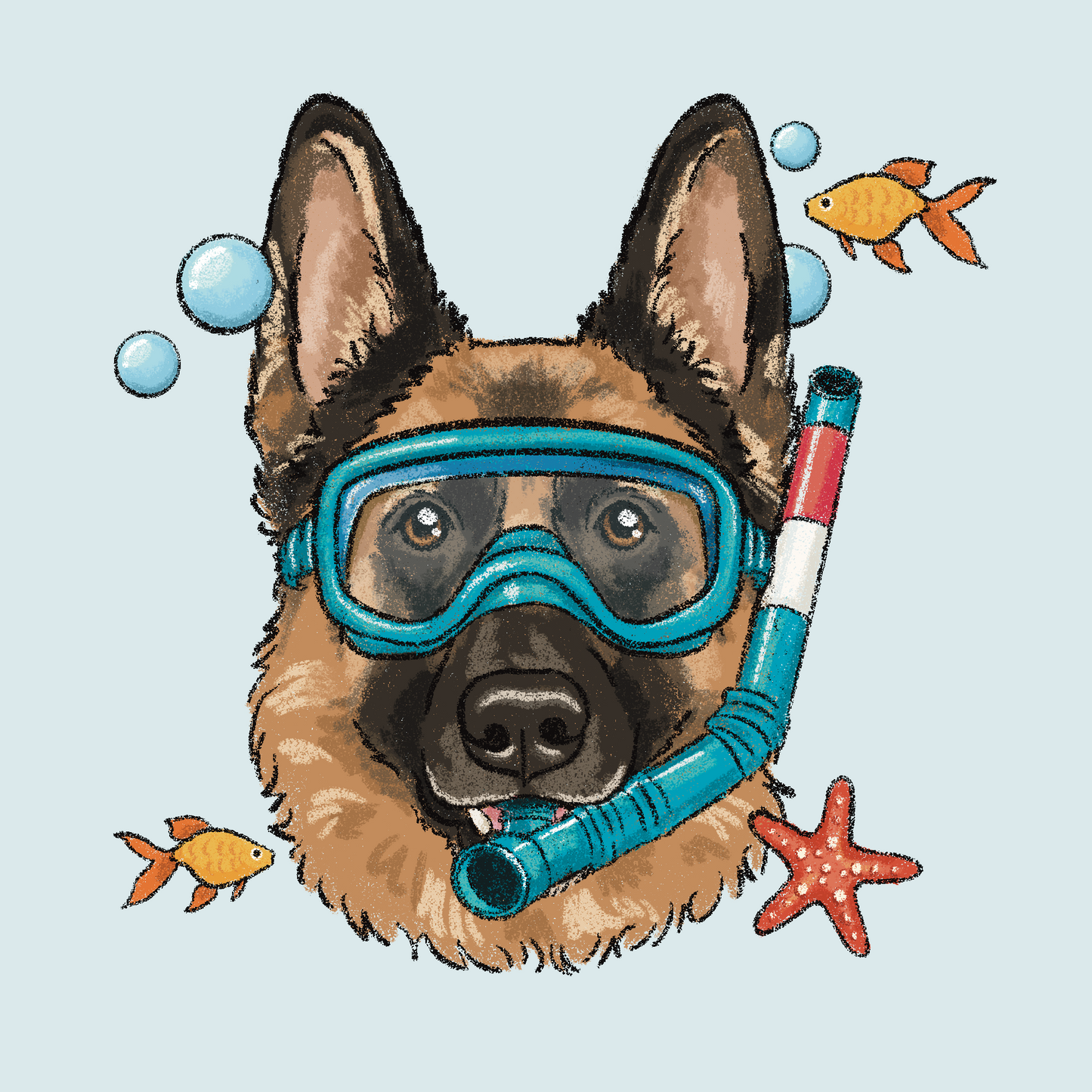 Scuba Diving Crayon Face Portrait