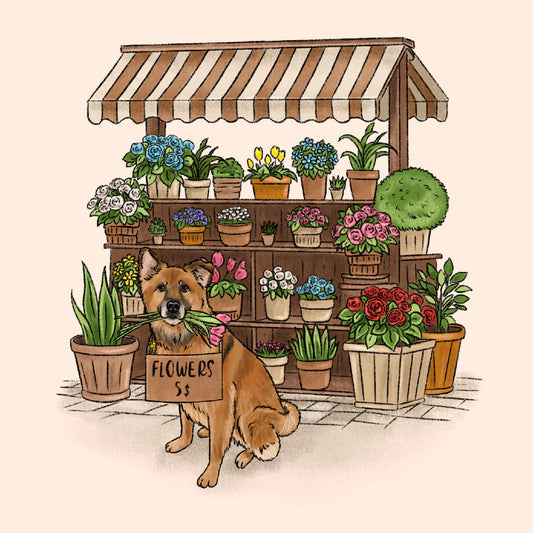 Flower Market Cartoon Portrait